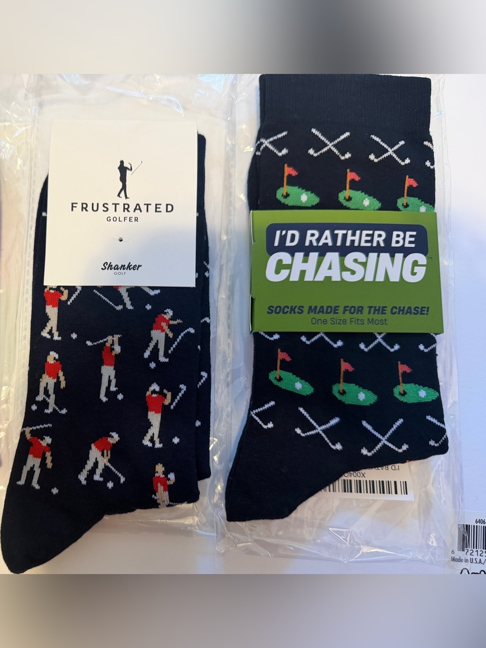 2 pairs Golf themed Novelty Men's Socks (angry golfer and I’d rather be)